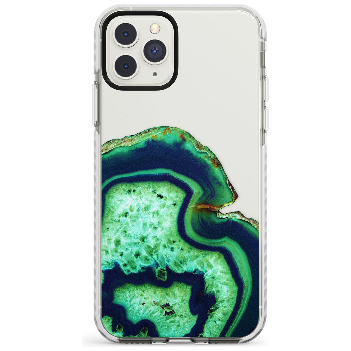 Neon Green & Blue Agate Crystal Transparent Design Impact Phone Case for iPhone 11 Pro Max