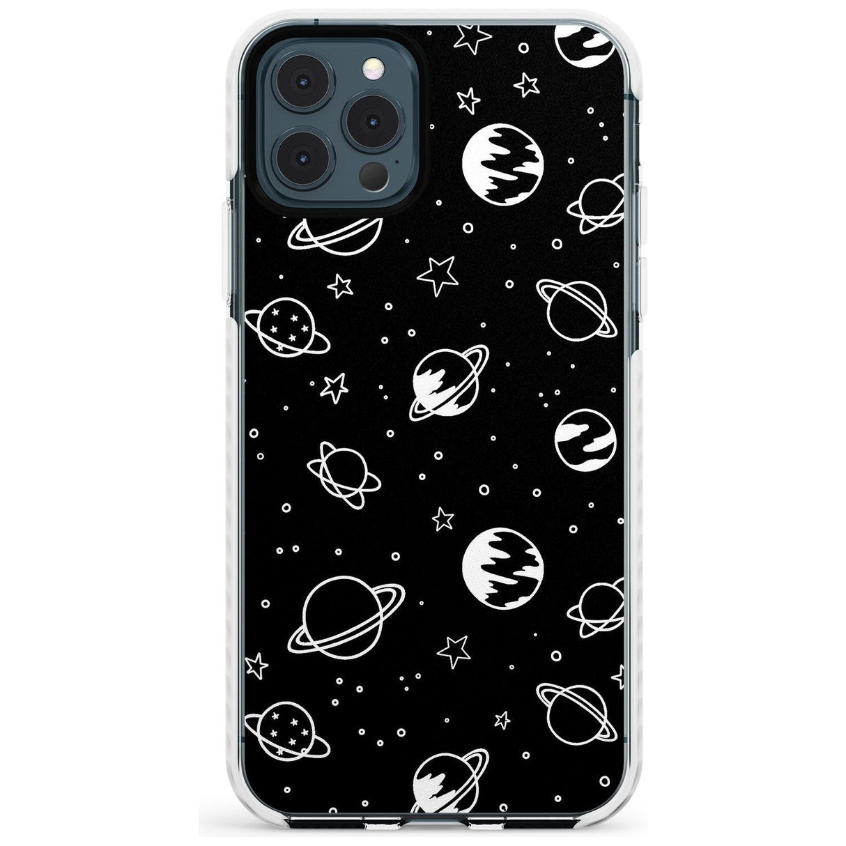 Outer Space Outlines: White on Black Slim TPU Phone Case for iPhone 11 Pro Max