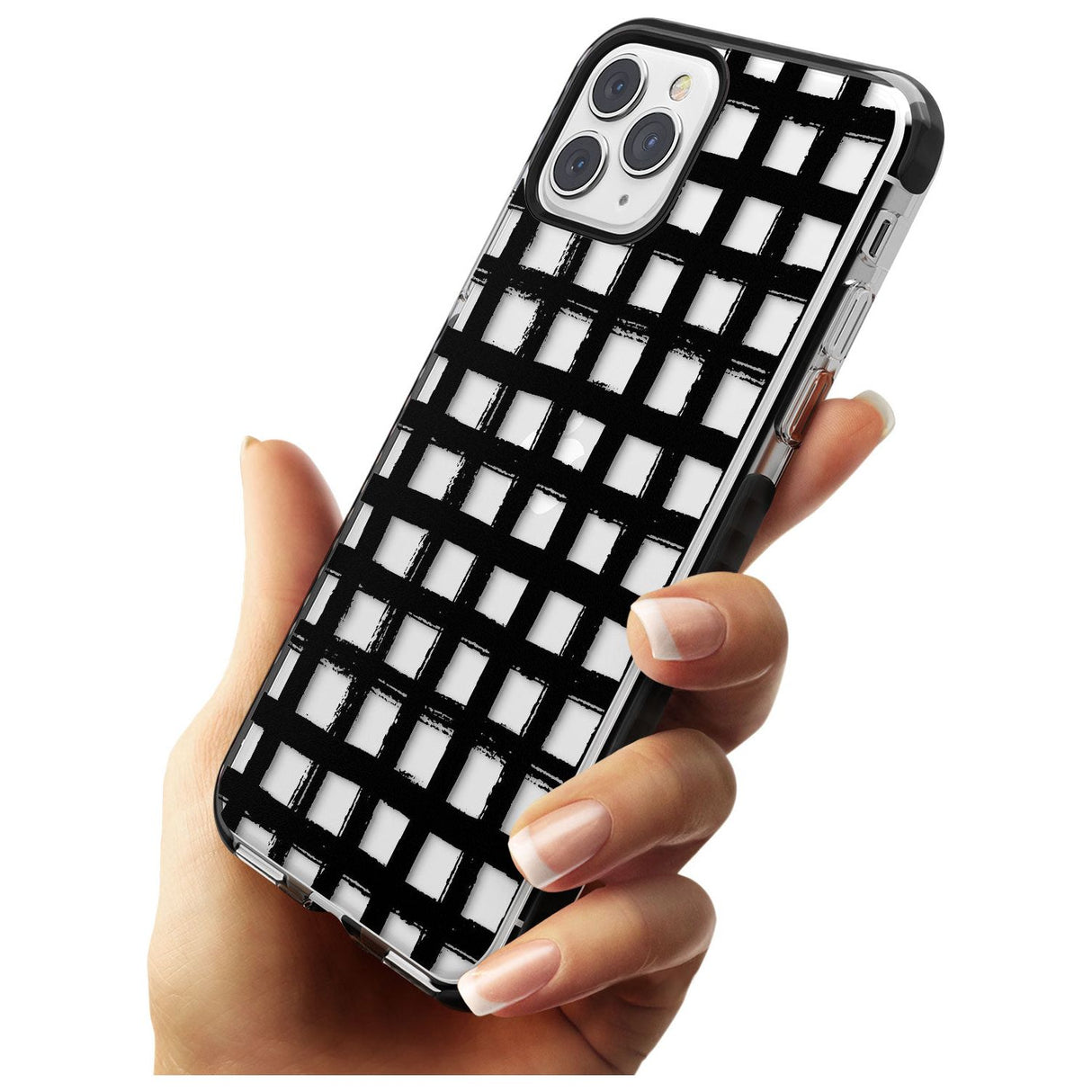 Messy Black Grid - Clear Pink Fade Impact Phone Case for iPhone 11