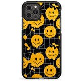 Acid Face Grid Pattern Black Impact Phone Case for iPhone 11