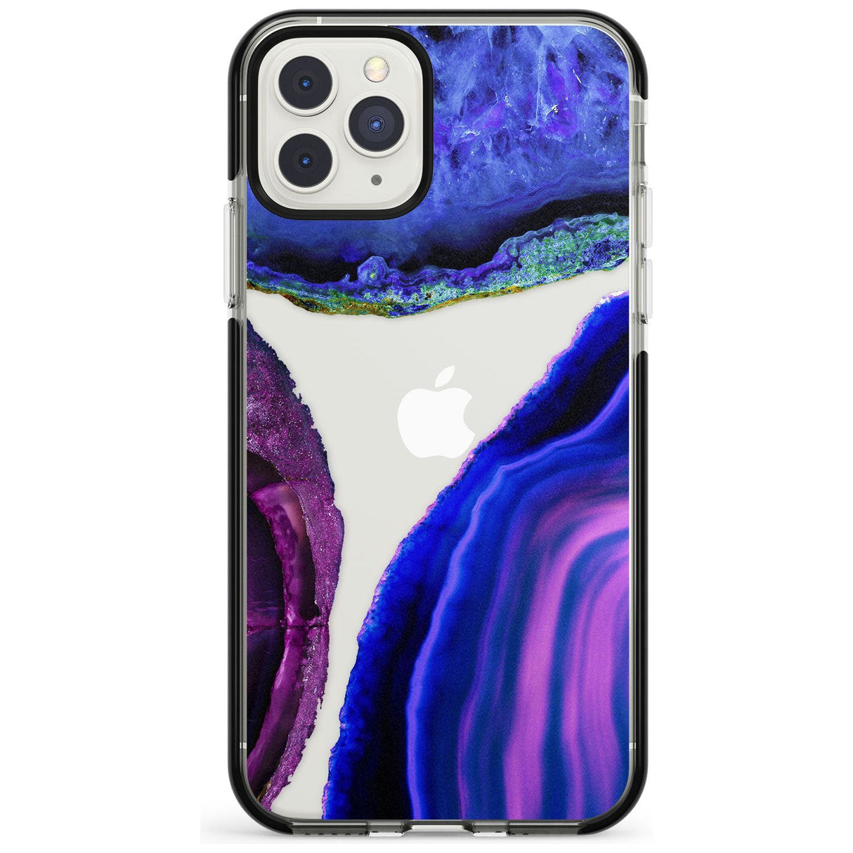 Purple & Blue Agate Gemstone Clear Design Black Impact Phone Case for iPhone 11 Pro Max