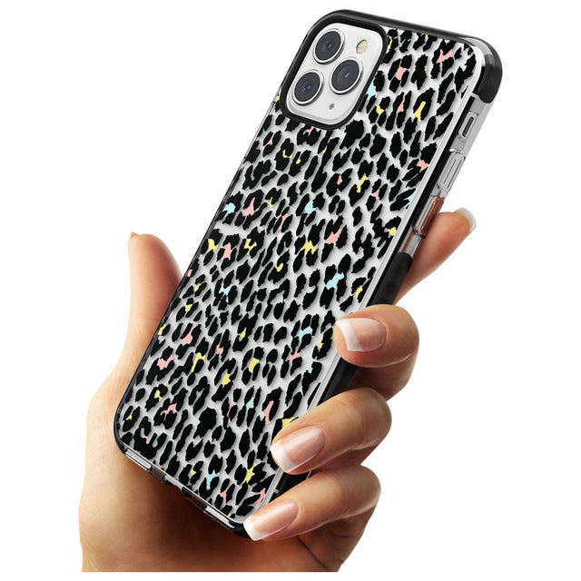 Mixed Pastels Leopard Print - Transparent Black Impact Phone Case for iPhone 11 Pro Max