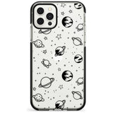 Outer Space Outlines: Black on Clear Pink Fade Impact Phone Case for iPhone 11