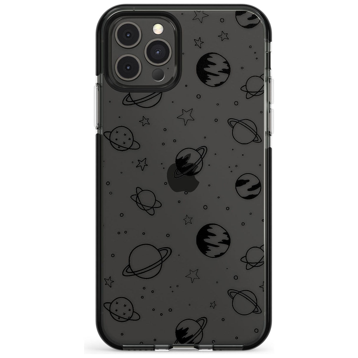 Outer Space Outlines: Black on Clear Pink Fade Impact Phone Case for iPhone 11