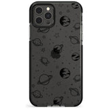 Outer Space Outlines: Black on Clear Pink Fade Impact Phone Case for iPhone 11