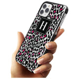 Customised Pink Monogram Leopard Spots Black Impact Phone Case for iPhone 11 Pro Max