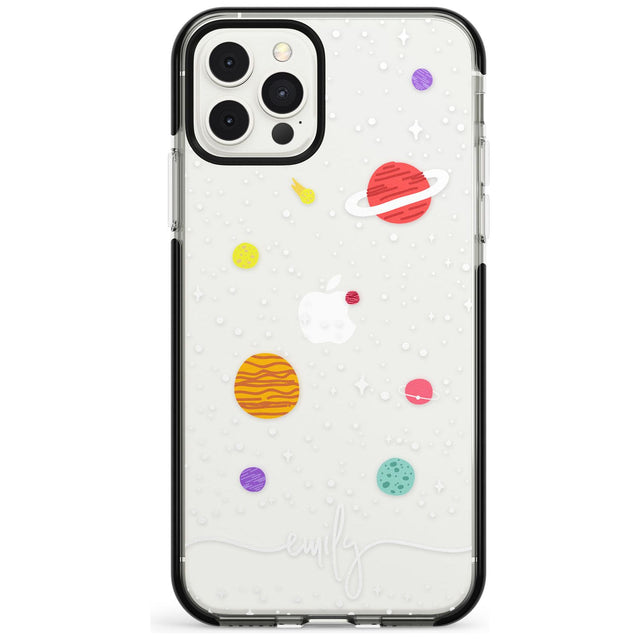 Custom Cute Cartoon Planets (Clear) Pink Fade Impact Phone Case for iPhone 11