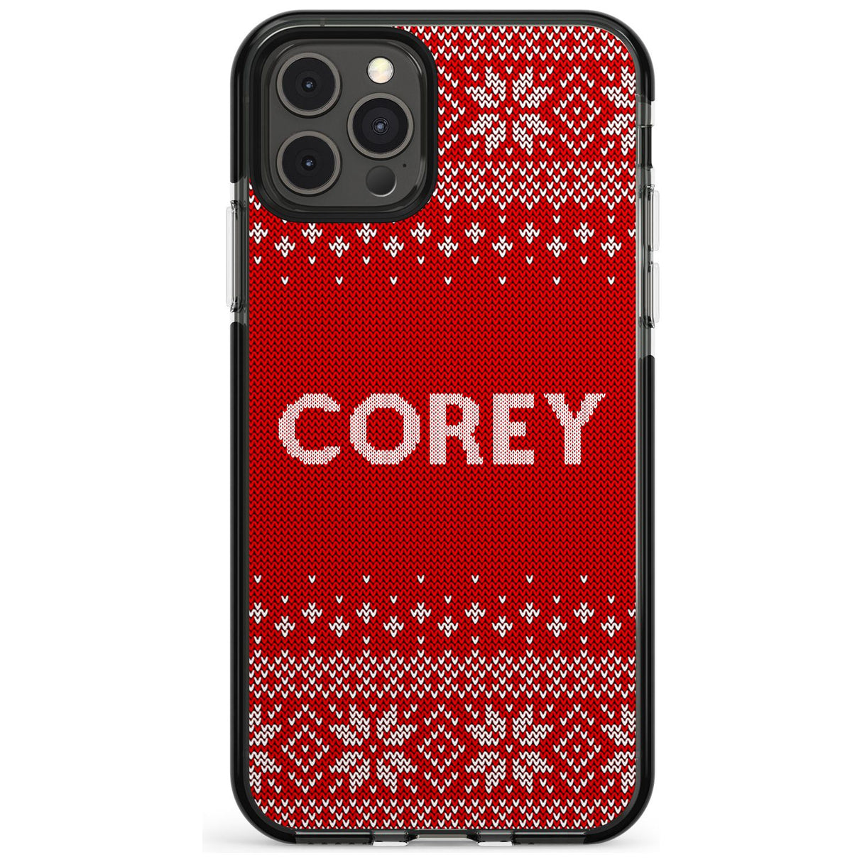 Personalised Red Christmas Knitted Jumper Black Impact Phone Case for iPhone 11