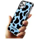 Personalised Blue and Black Cow Print Black Impact Phone Case for iPhone 11