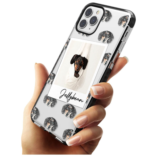 Dachshund, Black- Custom Dog Photo Pink Fade Impact Phone Case for iPhone 11