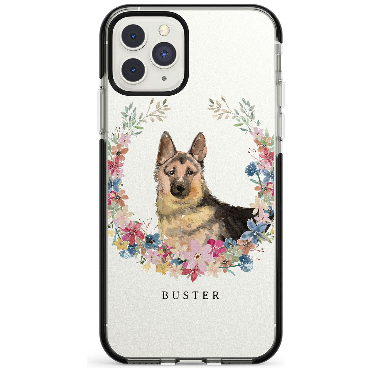 German Shepherd - Watercolour Dog Portrait Black Impact Phone Case for iPhone 11 Pro Max