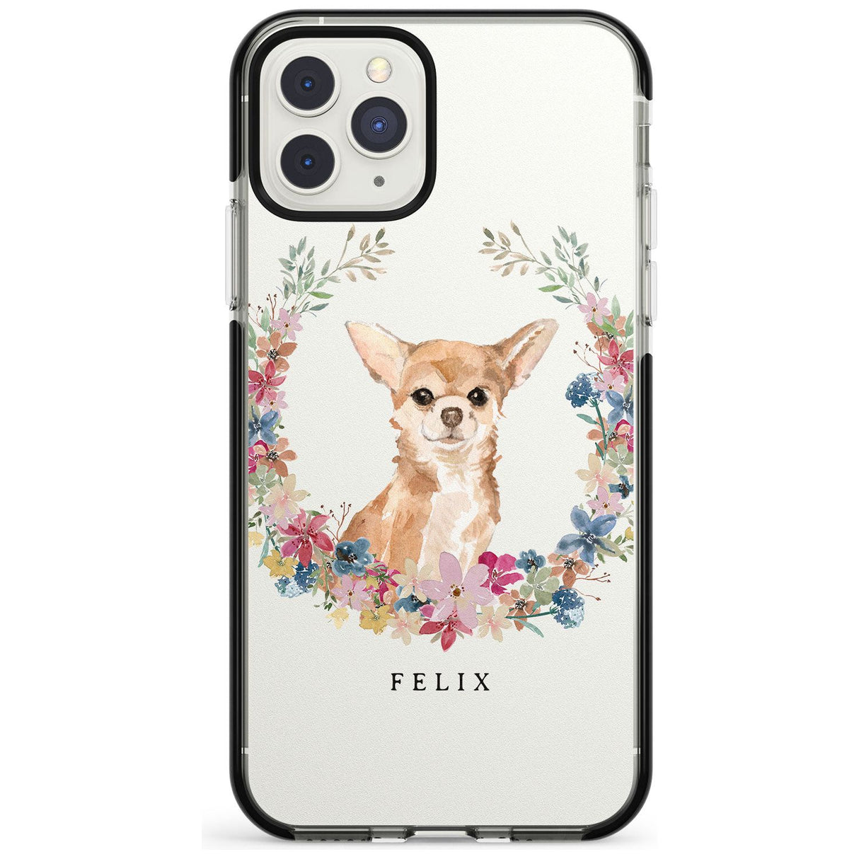 Chihuahua - Watercolour Dog Portrait Black Impact Phone Case for iPhone 11 Pro Max