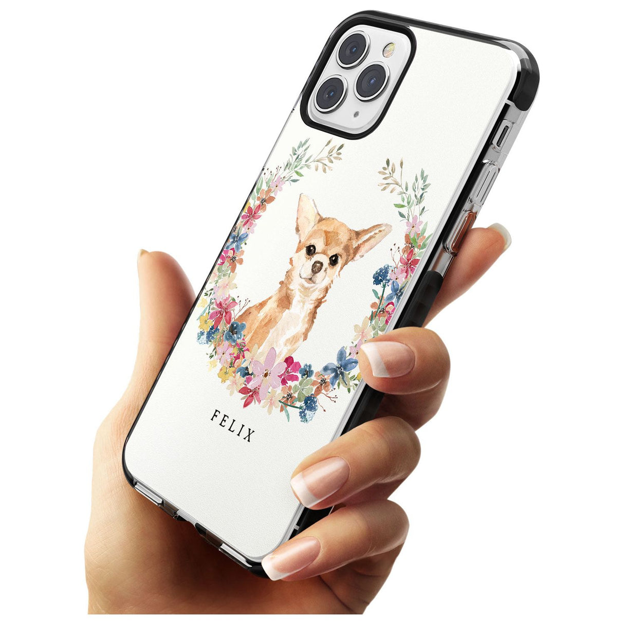 Chihuahua - Watercolour Dog Portrait Black Impact Phone Case for iPhone 11 Pro Max
