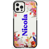 Custom Text with Floral Borders Pink Fade Impact Phone Case for iPhone 11