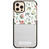 Light Floral Pattern & Stripes Pink Fade Impact Phone Case for iPhone 11