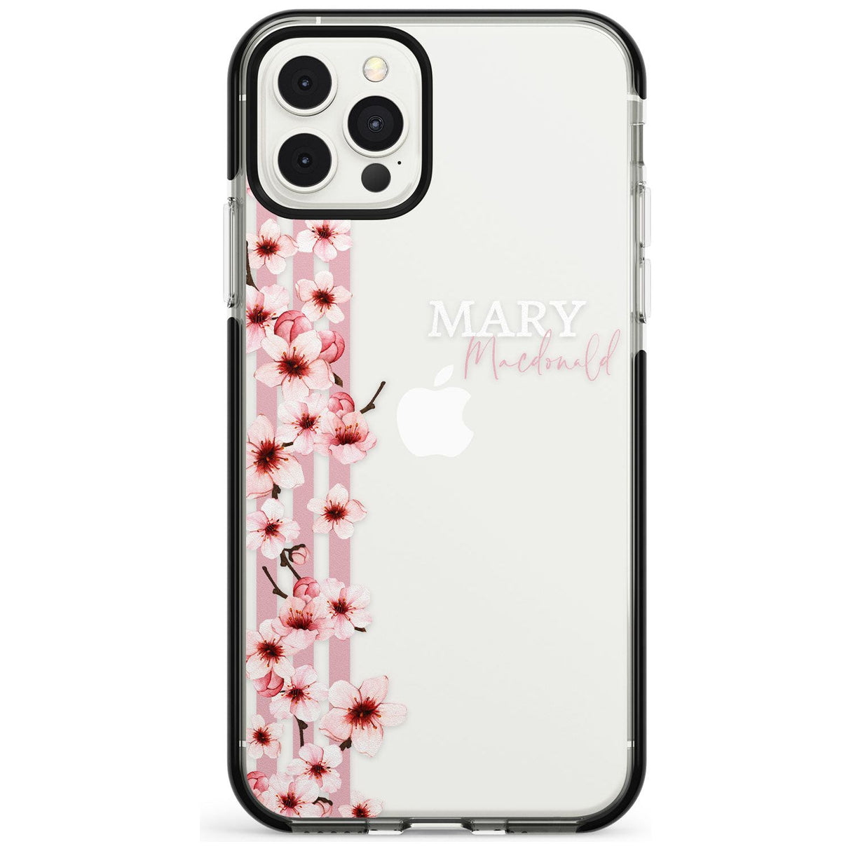 Cherry Blossoms & Stripes Transparent  Pink Fade Impact Phone Case for iPhone 11