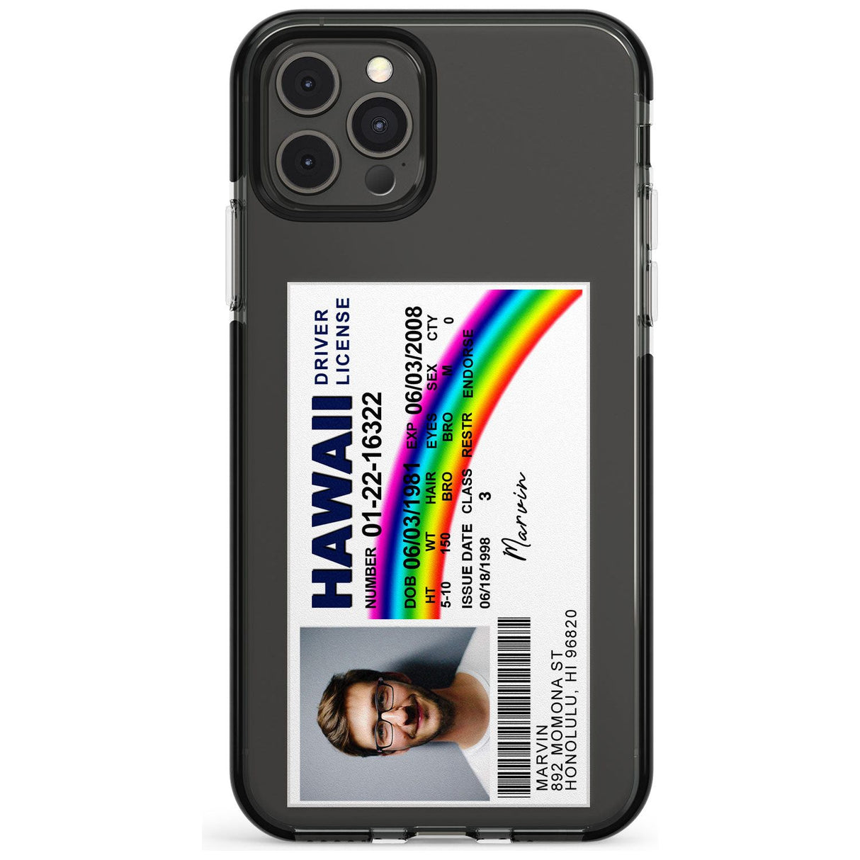 Personalised Hawaii Driving License Black Impact Phone Case for iPhone 11