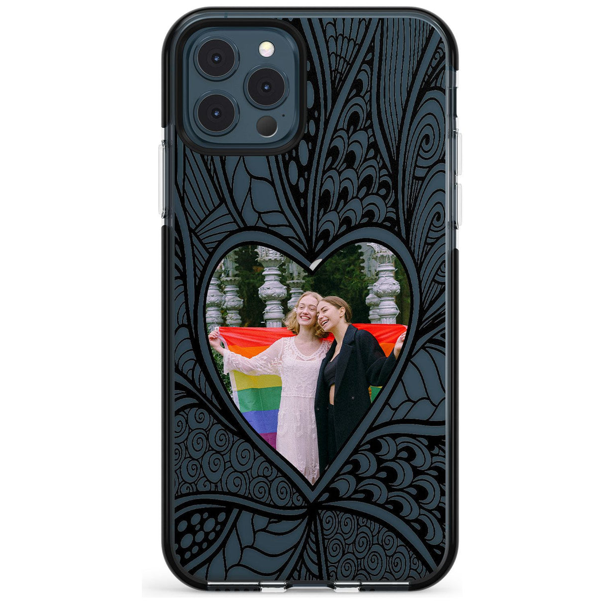 Personalised Henna Heart Photo Case Black Impact Phone Case for iPhone 11