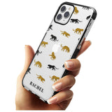 Personalised Jaguar Pattern on Transparent Black Impact Phone Case for iPhone 11 Pro Max