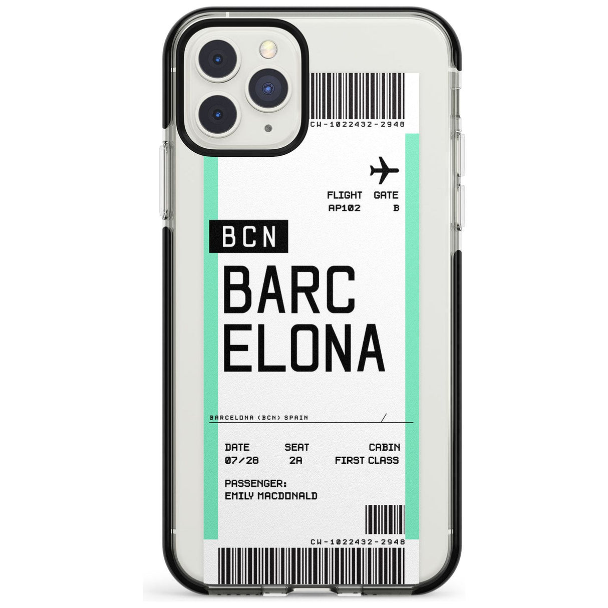 Barcelona Boarding Pass iPhone Case  Black Impact Custom Phone Case - Case Warehouse