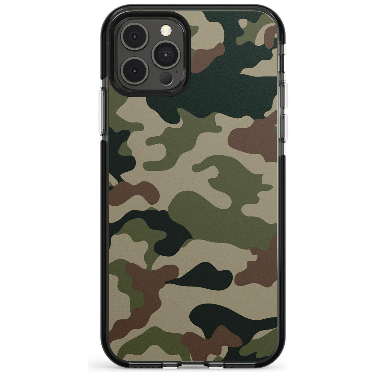 Green and Brown Camo Black Impact Phone Case for iPhone 11