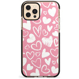 Chalk Hearts Black Impact Phone Case for iPhone 11