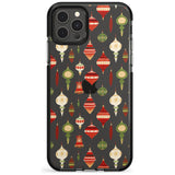 Christmas Baubles Pattern Black Impact Phone Case for iPhone 11