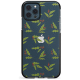 Christmas Holly Pattern Black Impact Phone Case for iPhone 11