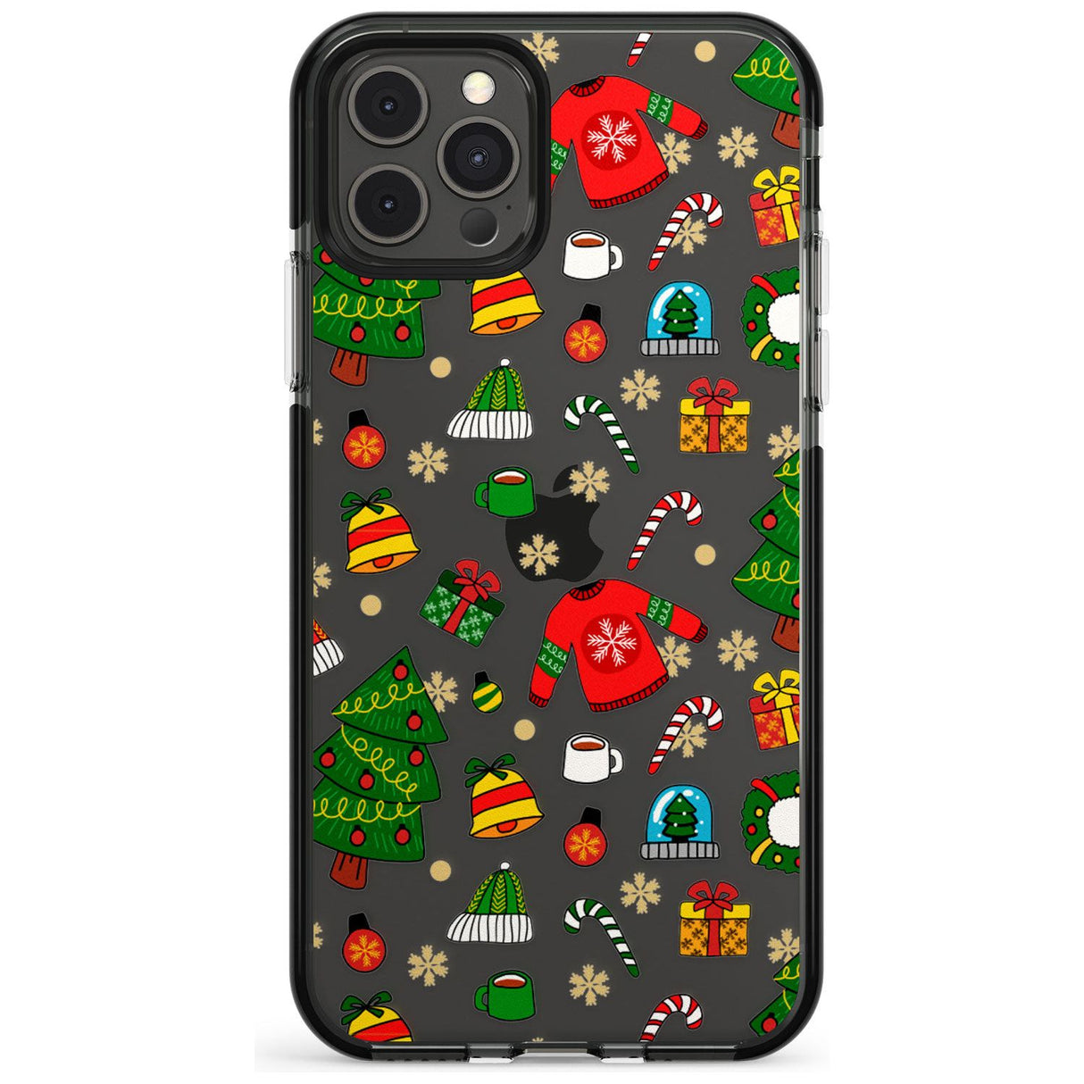 Christmas Mixture Pattern Black Impact Phone Case for iPhone 11