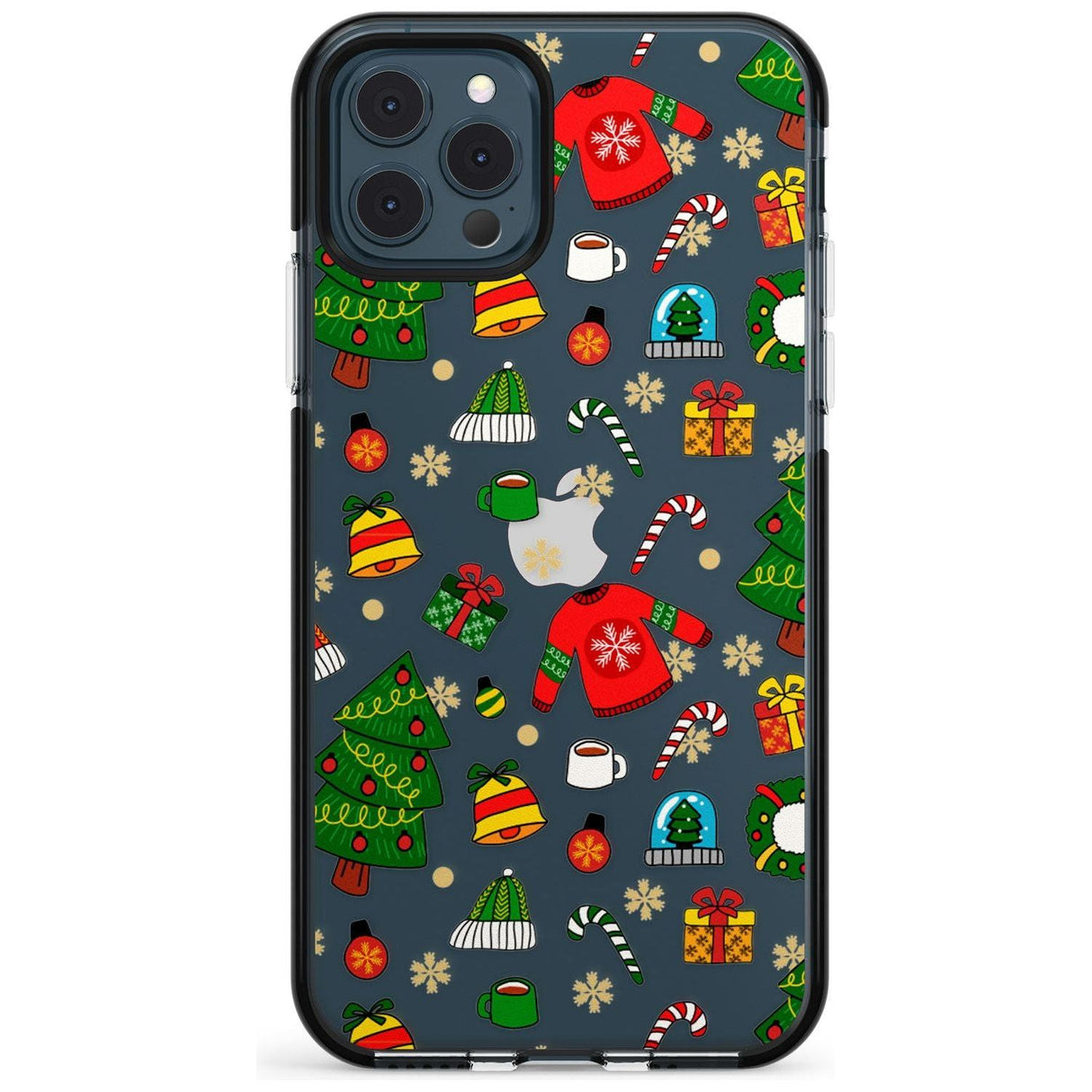 Christmas Mixture Pattern Black Impact Phone Case for iPhone 11