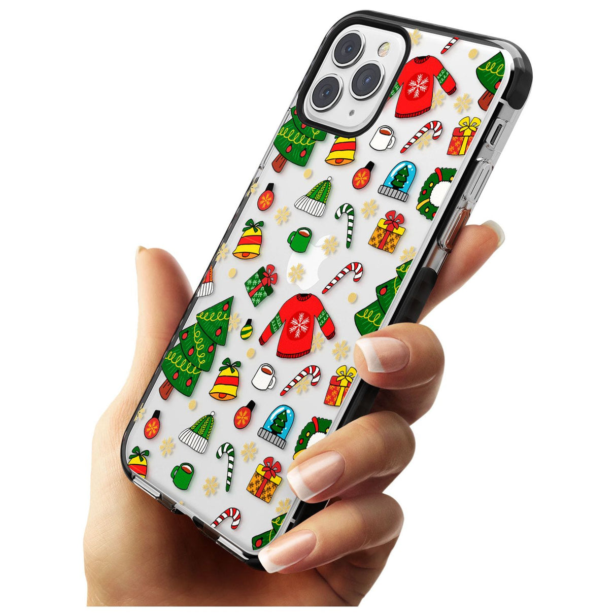 Christmas Mixture Pattern Black Impact Phone Case for iPhone 11