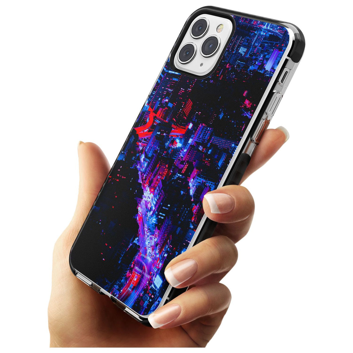 Arial City View - Neon Cities Photographs Black Impact Phone Case for iPhone 11 Pro Max