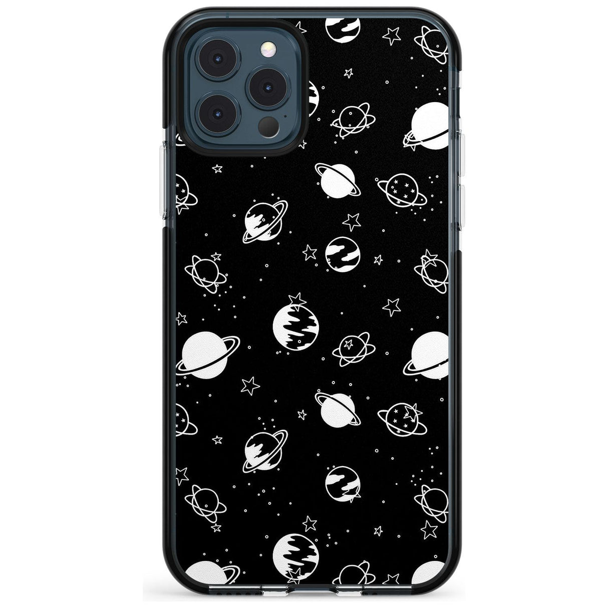 White Planets on Black Pink Fade Impact Phone Case for iPhone 11