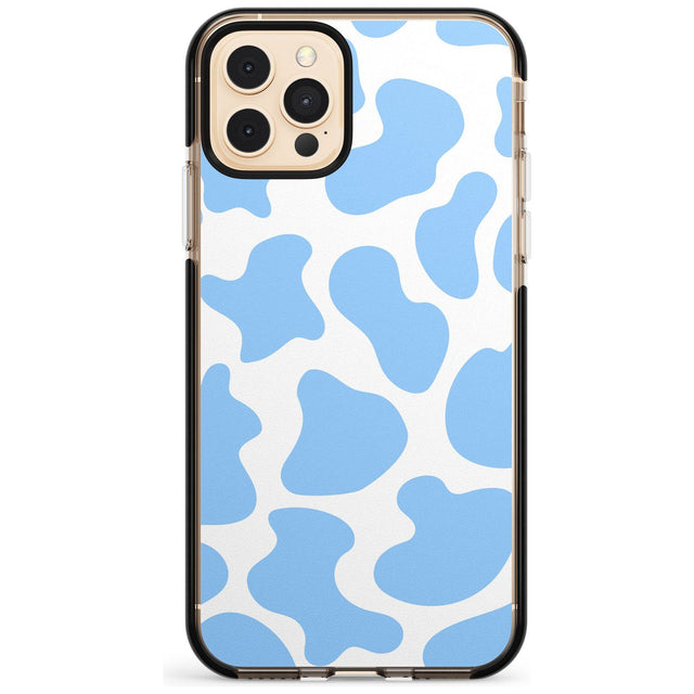 Blue and White Cow Print Black Impact Phone Case for iPhone 11