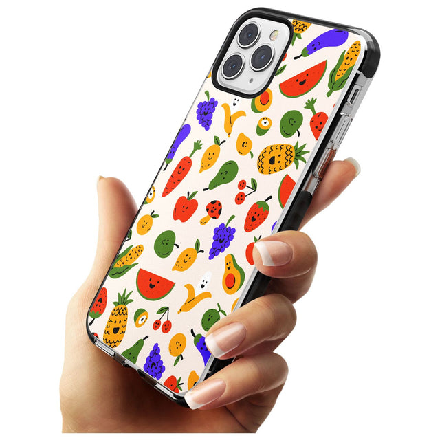 Mixed Kawaii Food Icons - Solid iPhone Case Black Impact Phone Case Warehouse 11 Pro Max