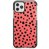 Black on Salmon Pink Dalmatian Polka Dot Spots Black Impact Phone Case for iPhone 11 Pro Max