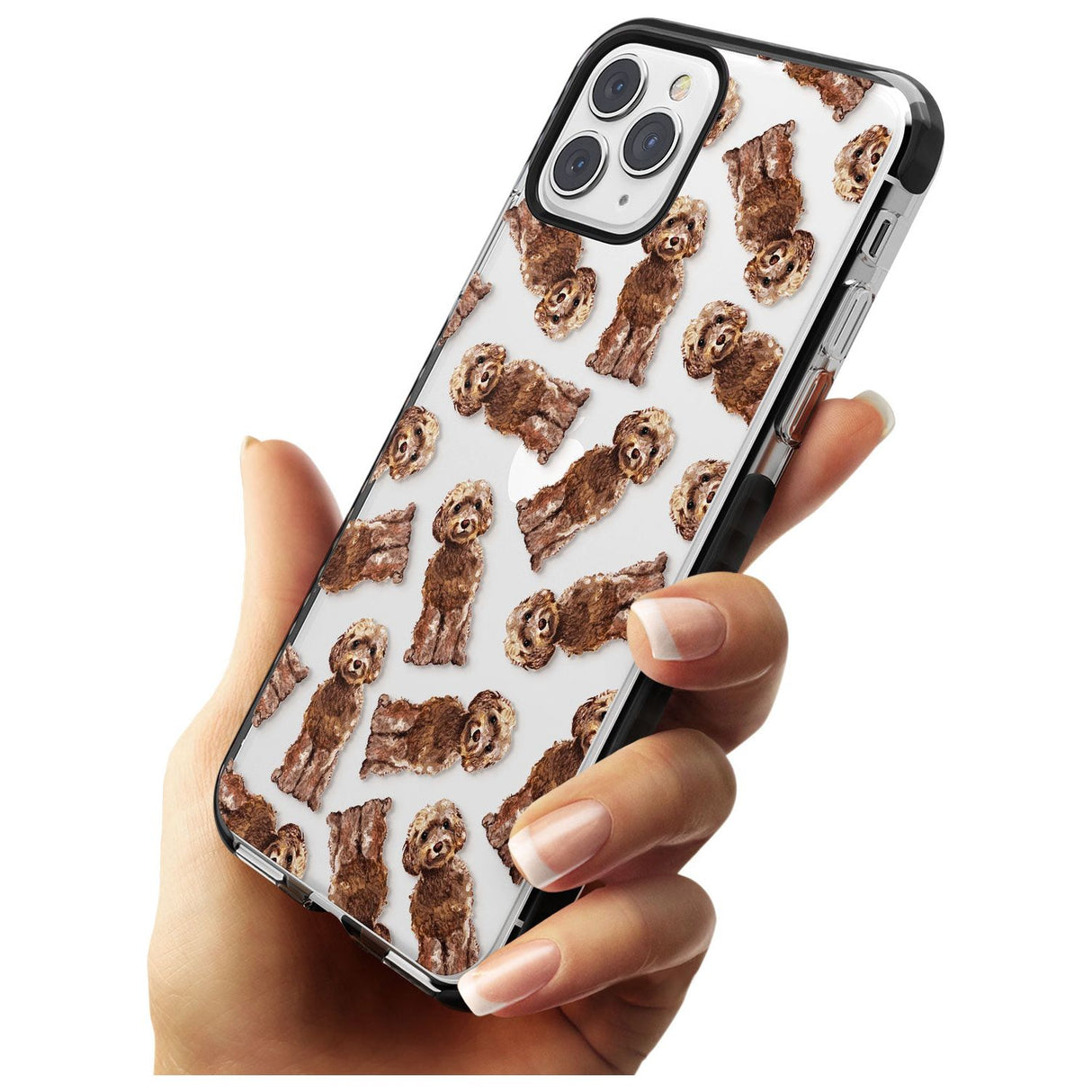 Cockapoo (Brown) Watercolour Dog Pattern Black Impact Phone Case for iPhone 11 Pro Max