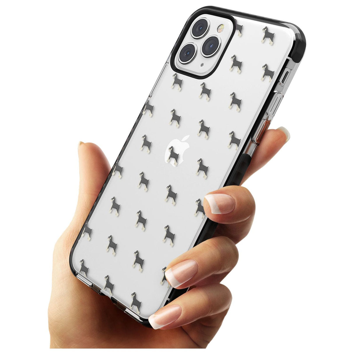 Schnauzer Dog Pattern Clear Black Impact Phone Case for iPhone 11 Pro Max