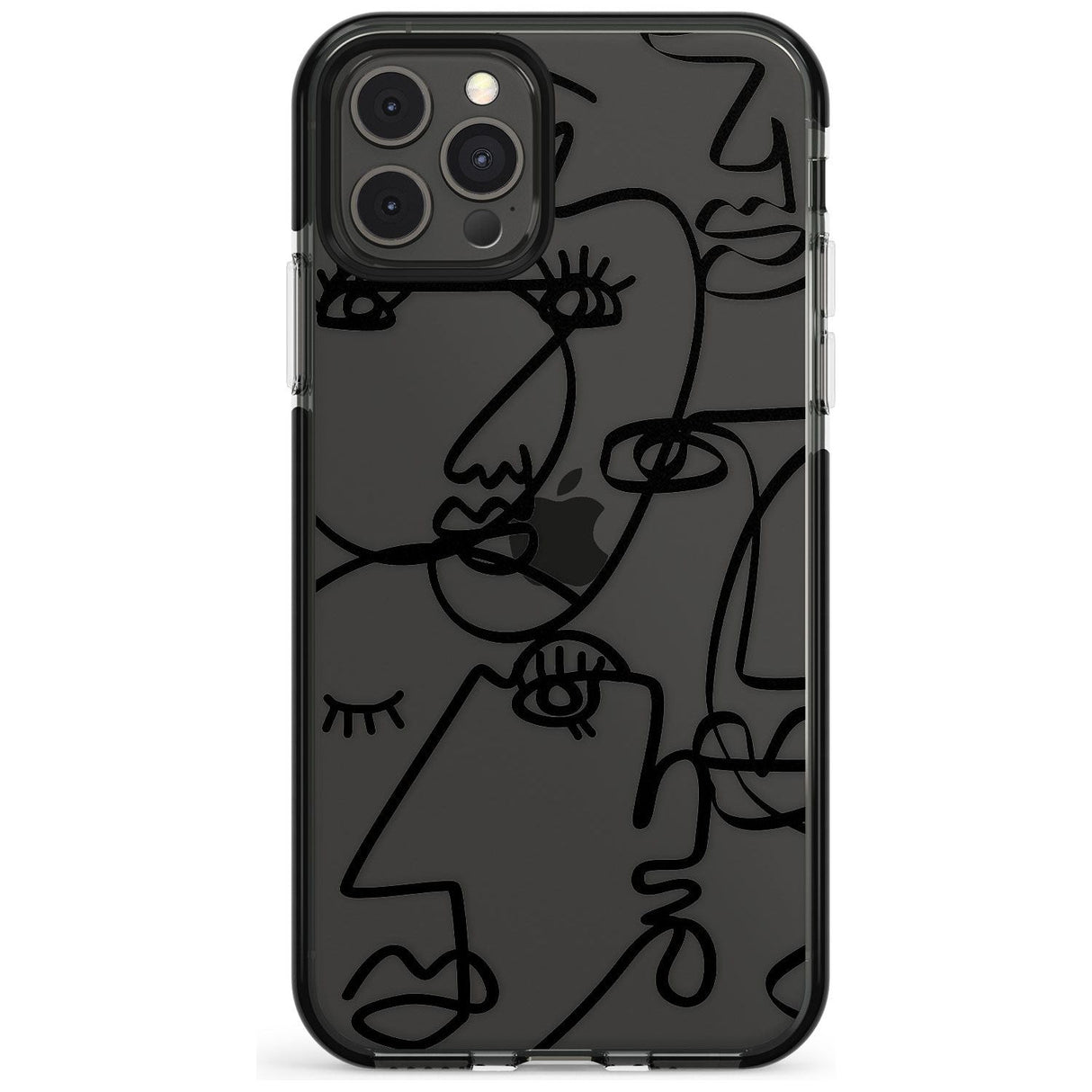 Continuous Line Faces: Black on Clear Pink Fade Impact Phone Case for iPhone 11