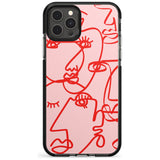 Continuous Line Faces: Red on Pink Pink Fade Impact Phone Case for iPhone 11