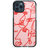 Continuous Line Faces: Red on Pink Pink Fade Impact Phone Case for iPhone 11