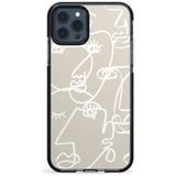 Continuous Line Faces: White on Beige Pink Fade Impact Phone Case for iPhone 11