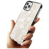 Continuous Line Faces: White on Beige Pink Fade Impact Phone Case for iPhone 11