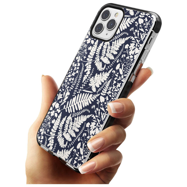 Wildflowers and Ferns on Navy Black Impact Phone Case for iPhone 11 Pro Max