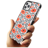 Red Poppy Transparent Floral Black Impact Phone Case for iPhone 11 Pro Max