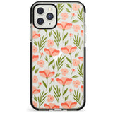 Pink Petals Transparent Floral Black Impact Phone Case for iPhone 11 Pro Max