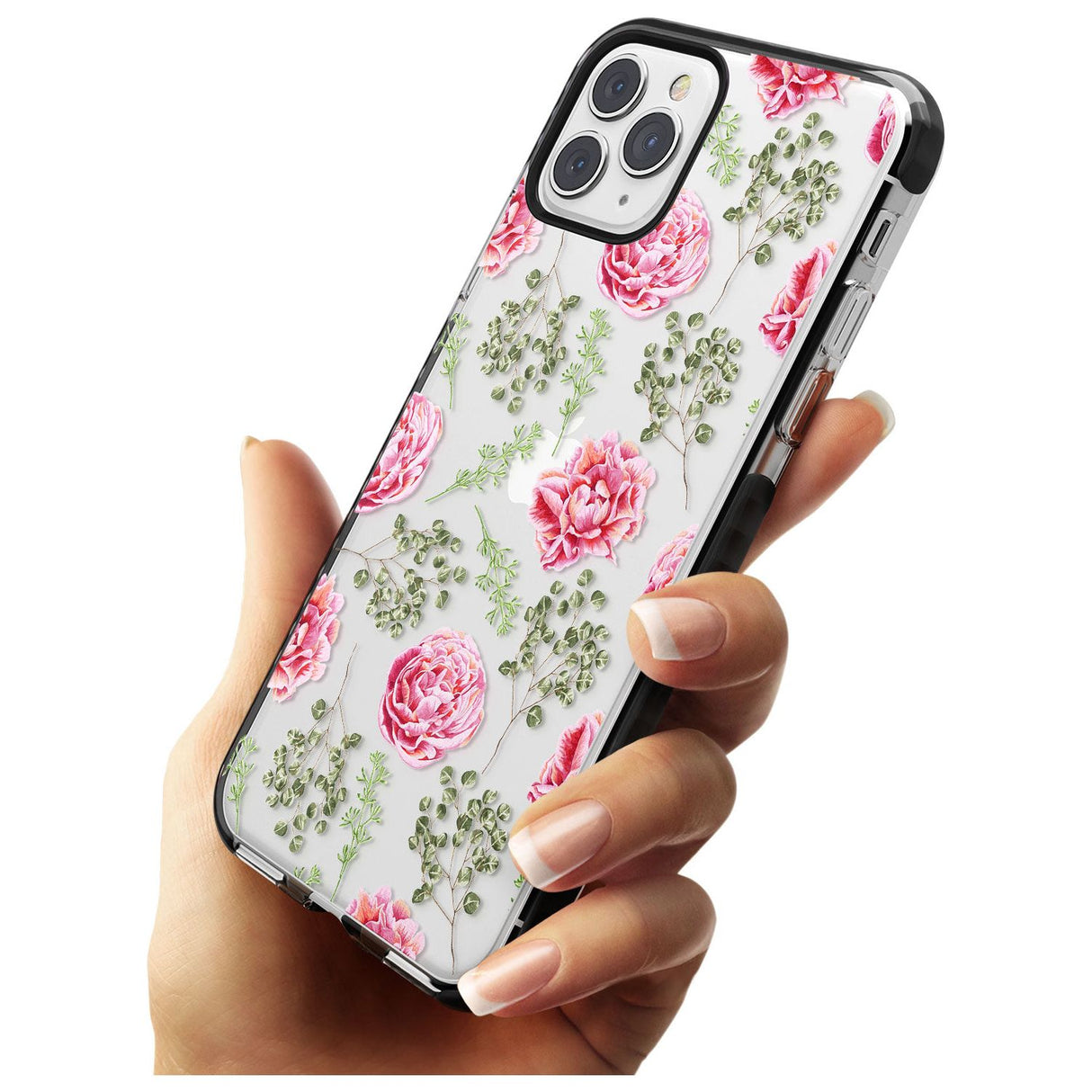 Roses & Eucalyptus Transparent Floral Black Impact Phone Case for iPhone 11 Pro Max