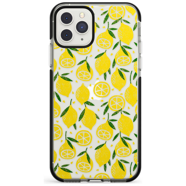 Bright Lemon Fruity Pattern iPhone Case  Black Impact Phone Case - Case Warehouse