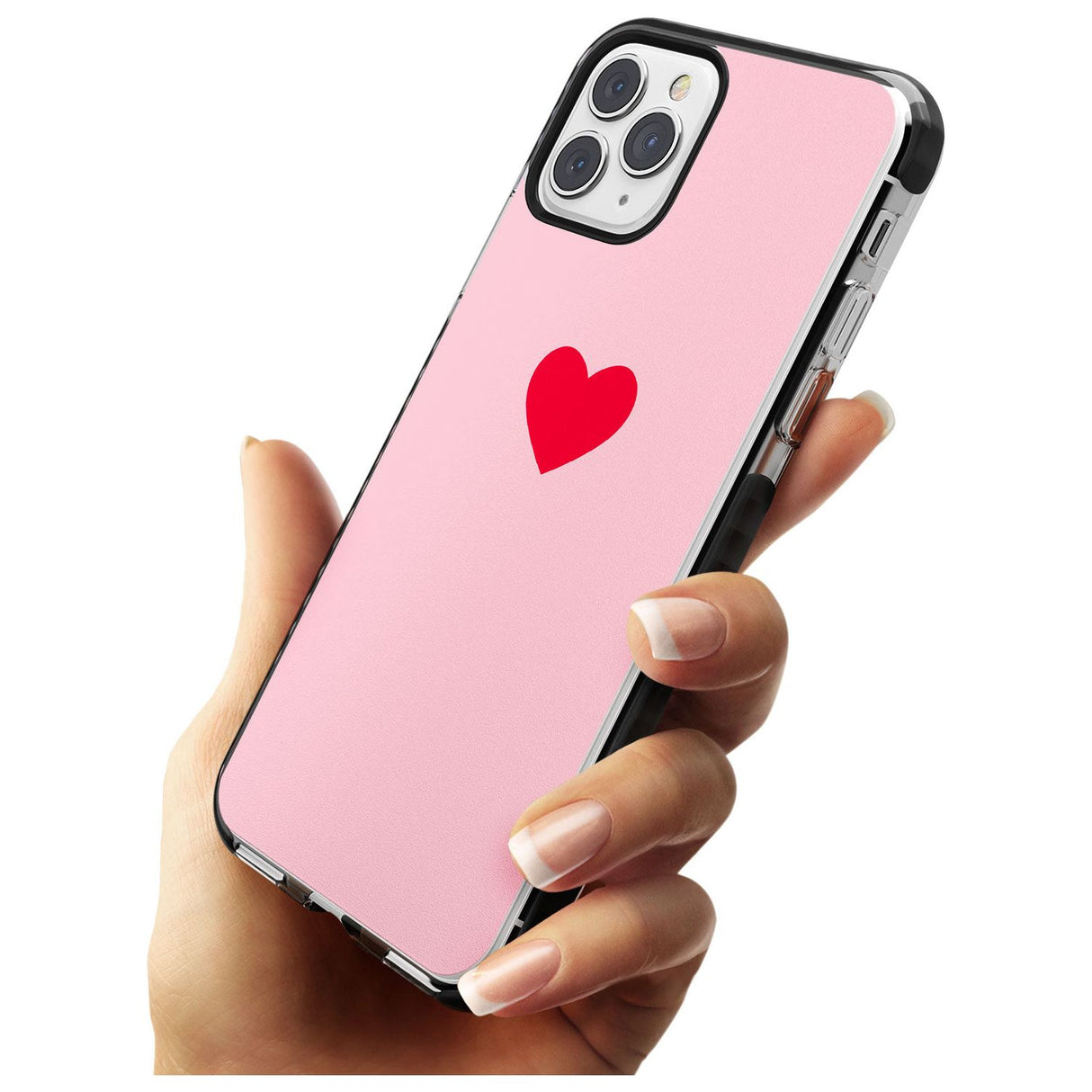 Single Heart Red & Pink Black Impact Phone Case for iPhone 11 Pro Max