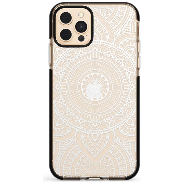 White Henna Flower Wheel Black Impact Phone Case for iPhone 11